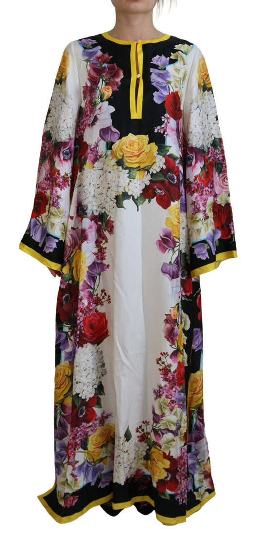 Elegant Silk Long Sleeve Kaftan Dress