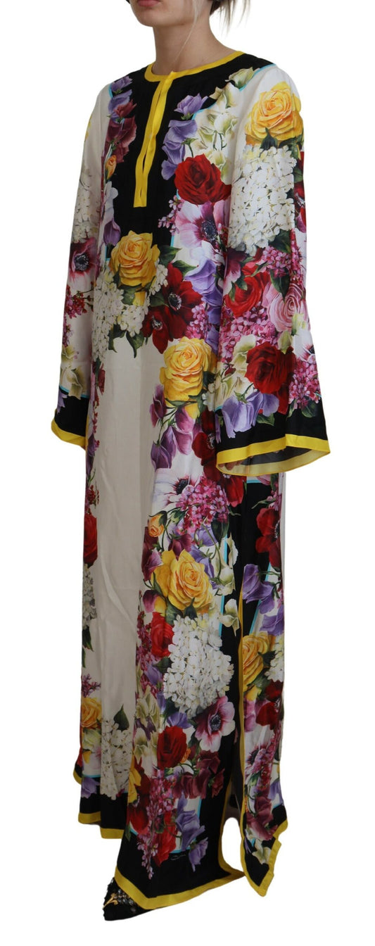 Elegant Silk Long Sleeve Kaftan Dress