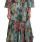 Elegant Floral Silk Long Dress