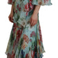 Elegant Floral Silk Long Dress