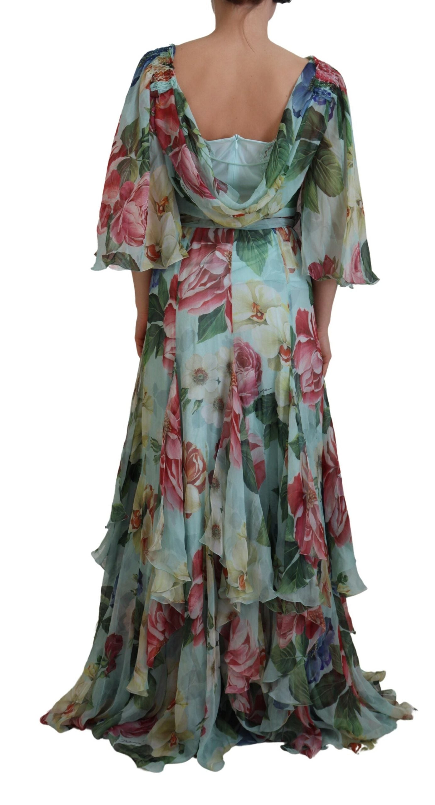 Elegant Floral Silk Long Dress