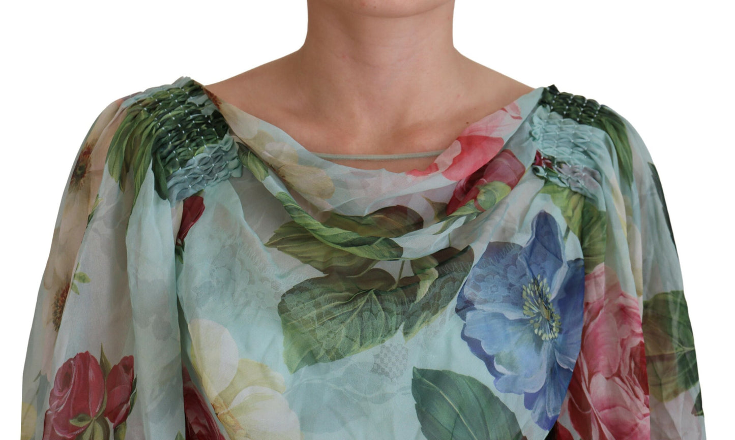 Elegant Floral Silk Long Dress