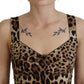 Silk Blend Leopard Print Bodysuit Dress