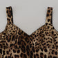 Silk Blend Leopard Print Bodysuit Dress
