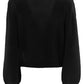 Elegant V-Neck Black Cardigan with Golden Buttons