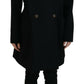 Elegant Double-Breasted Black Blazer Jacket