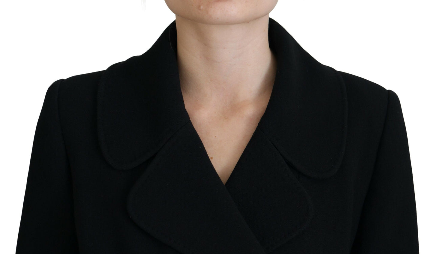 Elegant Double-Breasted Black Blazer Jacket