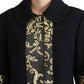 Elegant Gold Black Jacquard Trench Coat