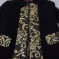 Elegant Gold Black Jacquard Trench Coat