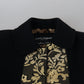 Elegant Gold Black Jacquard Trench Coat