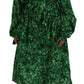 Silk Green Leaves Print Trench Jacket