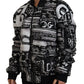 Elegant Black Nylon Bomber Jacket