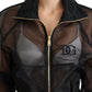 Elegant Black Bomber Jacket with High Craftsmanship