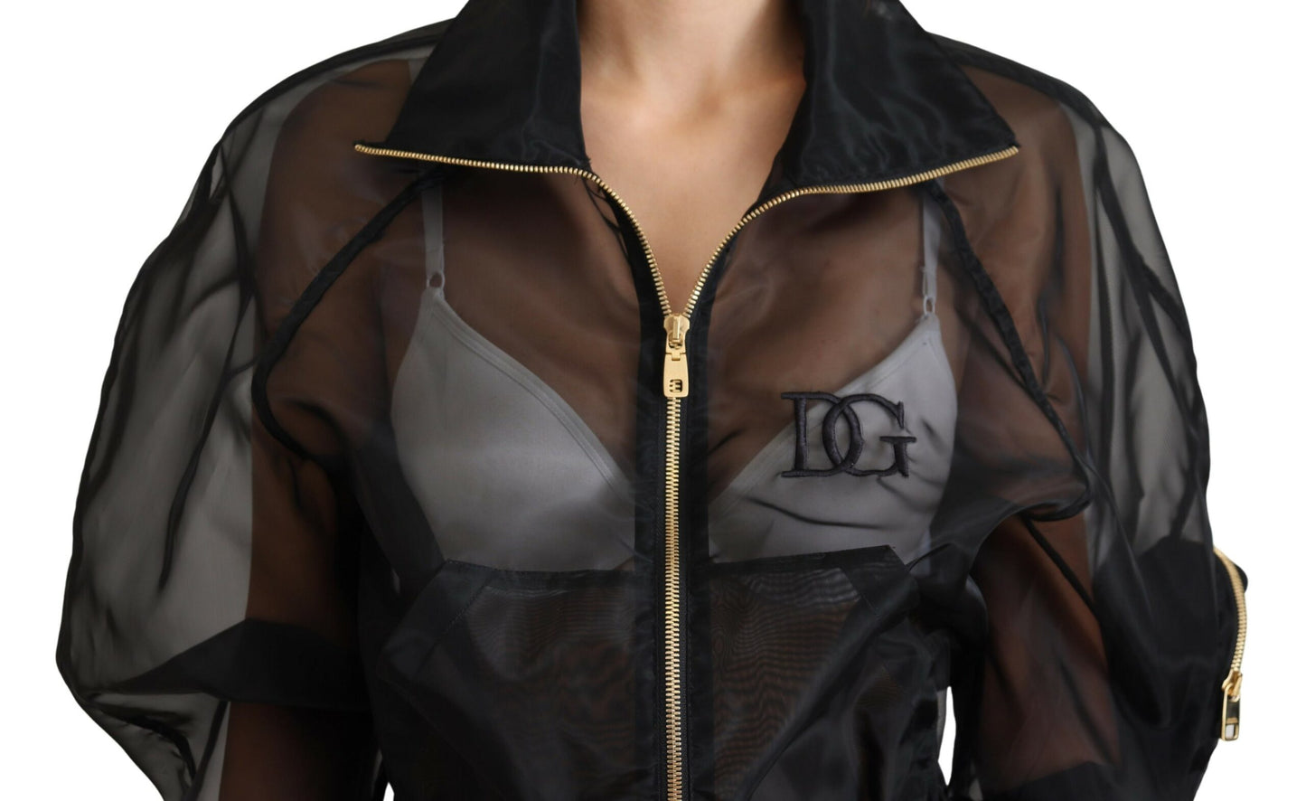 Elegant Black Bomber Jacket with High Craftsmanship