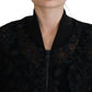 Black Floral Lace Bomber Jacket