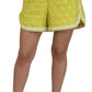 Chic High Waist Quilted Yellow Shorts