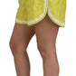 Chic High Waist Quilted Yellow Shorts