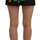 High Waist Hot Pants Shorts in Black Leaves Print