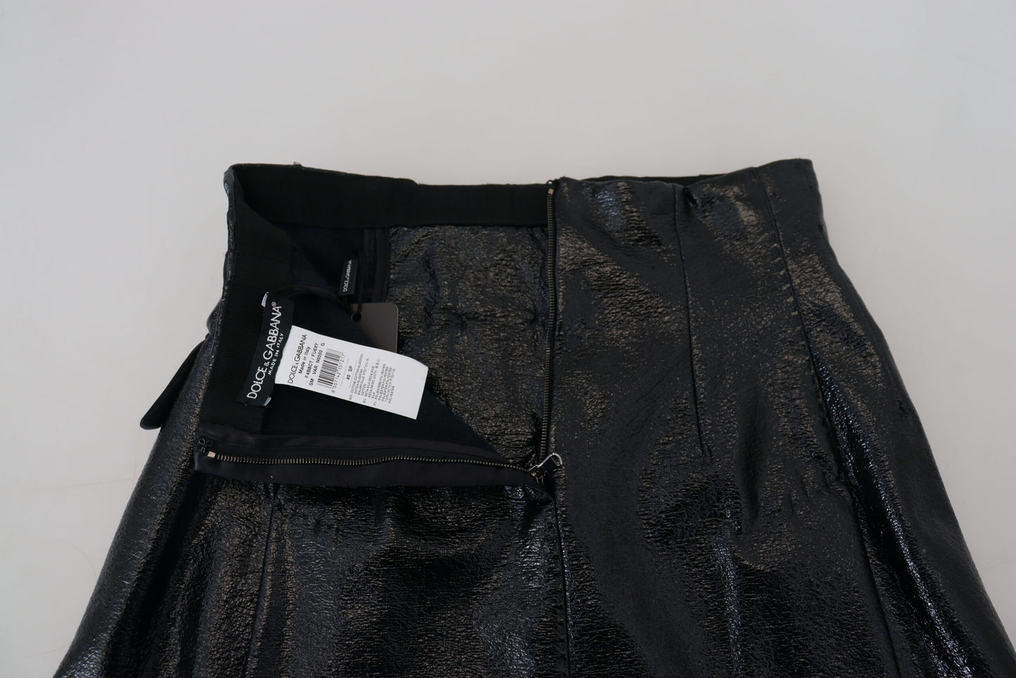 Elegant High Waist Mini Skirt in Shiny Black