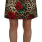 Elegant Leopard Rose Print Mini Skirt