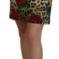Elegant Leopard Rose Print Mini Skirt