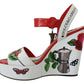 Multicolor Leather Wedge Sandals