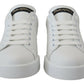 Elevated White Lace-Up Leather Sneakers