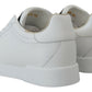Elevated White Lace-Up Leather Sneakers