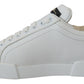 Elevated White Lace-Up Leather Sneakers