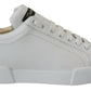 Elevated White Lace-Up Leather Sneakers