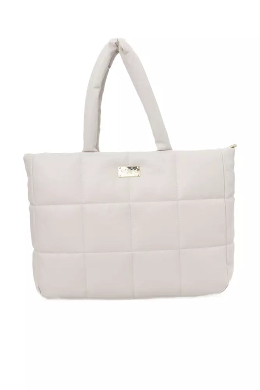 Beige Polyethylene Women Shoulder Bag