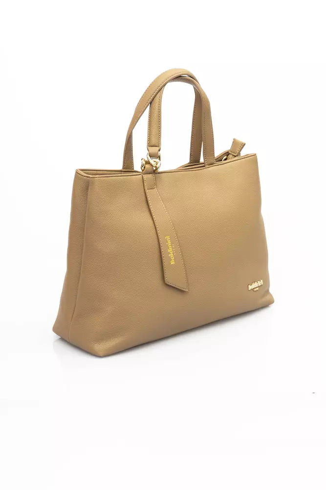 Beige Polyethylene Women Handbag