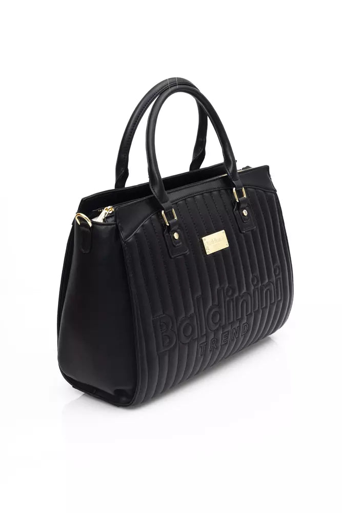 Black Polyethylene Women Handbag