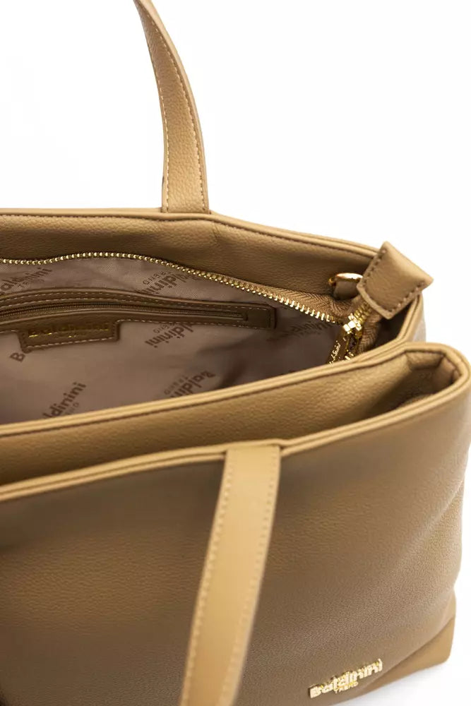 Beige Polyethylene Women Handbag