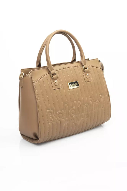 Beige Polyethylene Women Handbag