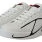 Elegant White & Red Leather Sneakers