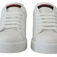 Elegant White & Red Leather Sneakers