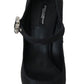 Elegant Black Crystal Brocade Pumps