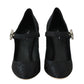 Elegant Black Crystal Brocade Pumps