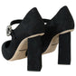 Elegant Black Crystal Brocade Pumps