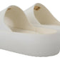 Elegant White Slide Sandals with Gold Accents