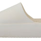 Elegant White Slide Sandals with Gold Accents