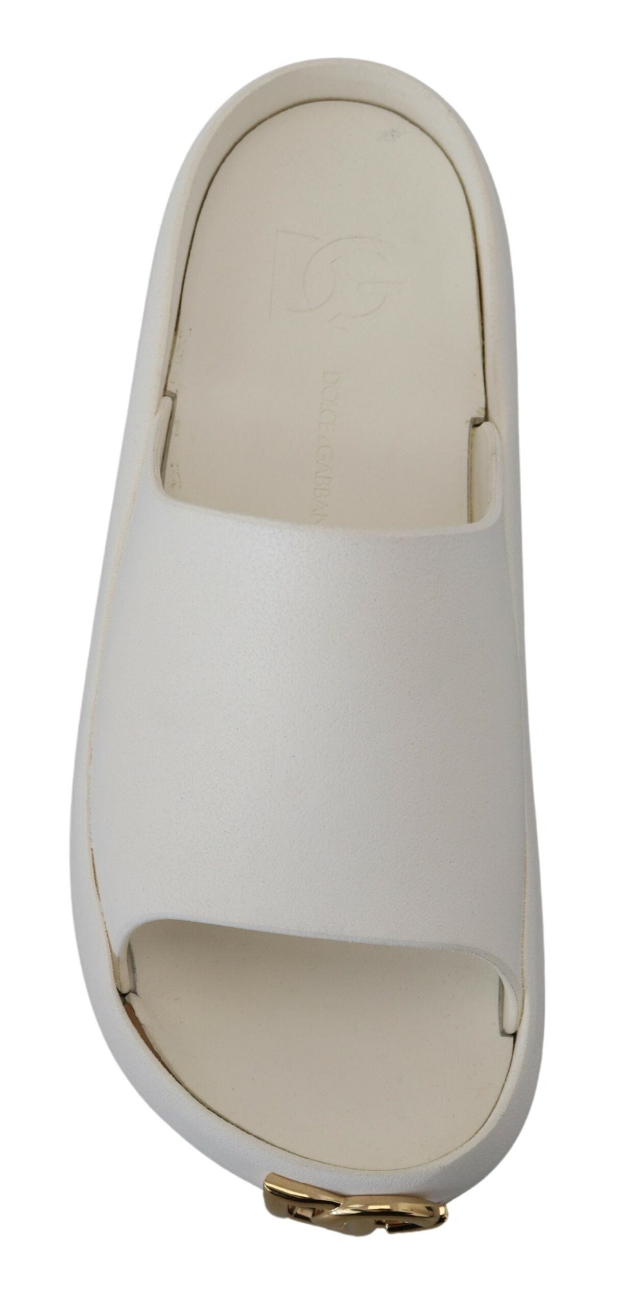 Elegant White Slide Sandals with Gold Accents