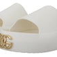 Elegant White Slide Sandals with Gold Accents