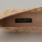 Elegant Beige Lace Vally Flats with Crystal Accent
