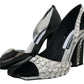 Elegant Crystals Embellished Leather Pumps