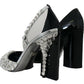 Elegant Crystals Embellished Leather Pumps
