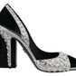 Elegant Crystals Embellished Leather Pumps