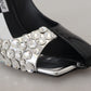 Elegant Crystals Embellished Leather Pumps