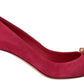 Elegant Pink Suede Pumps with Crystal Embellishments